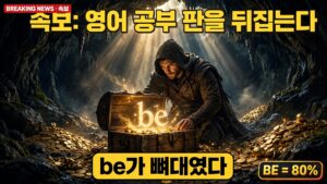 어두운 동굴에서 후드 쓴 탐험가가 be가 뼈대였다고 적힌 보물상자를 발견하는 장면, 영어 공부 판을 뒤집는 be동사 공식 썸네일